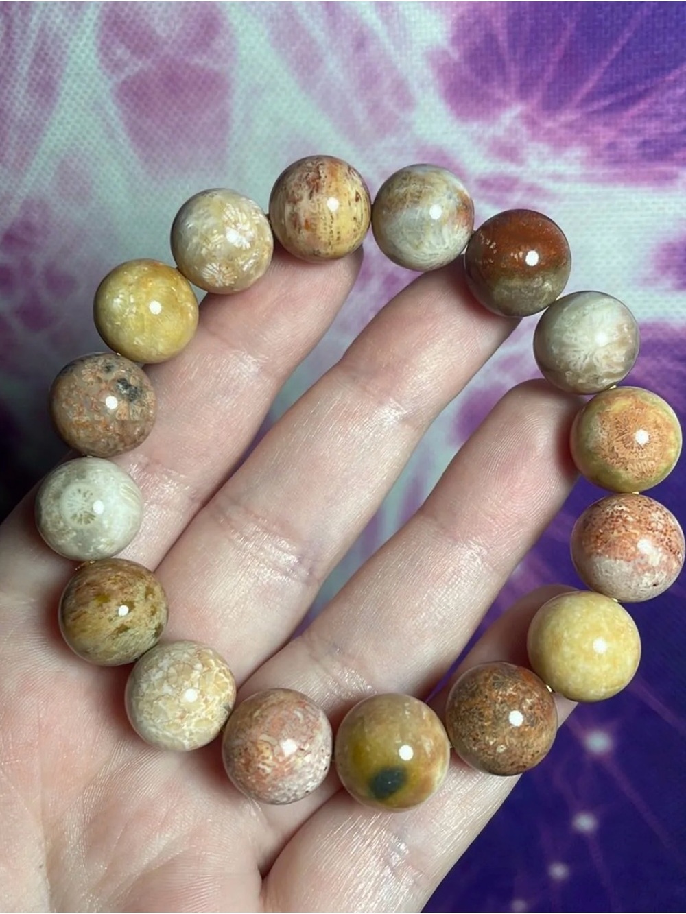 Natural Fossil Coral Bracelet (12MM)